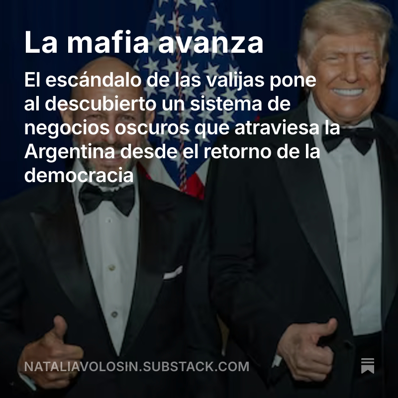 Nos dicen que estamos hablando de un avión privado y una mina disfrazada de valija Louis Vuitton, pero no estamos hablando de un avión privado y una mina disfrazada de valija Louis Vuitton. Ya salió La Justa, mi newsletter de los viernes: nataliavolosin.substack.com