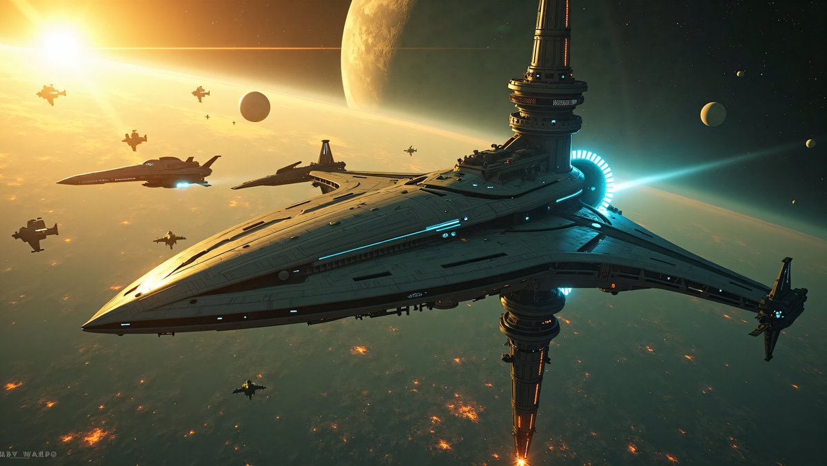 EAAII_V's tweet photo. 🌌 "Command Horizon: Rise Over Emberworld"
The flagship leads — a glowing sentinel at the edge of fire-lit skies.
#SpaceFleet #SciFiArt #StarshipCommand #FuturisticVision #DigitalArtworks #SpaceExploration #AlienPlanets #SciFiScene #CosmicAdventure #NextGenSciFi #AIConceptArt https://t.co/djPlbfPsCu