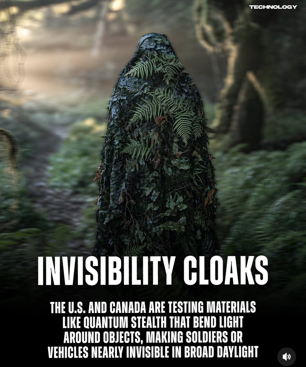 Did you know that the U.S. military is working on cloaking technology?

They will use it to wrap up soldiers, vehicles and other objects such as weapons.