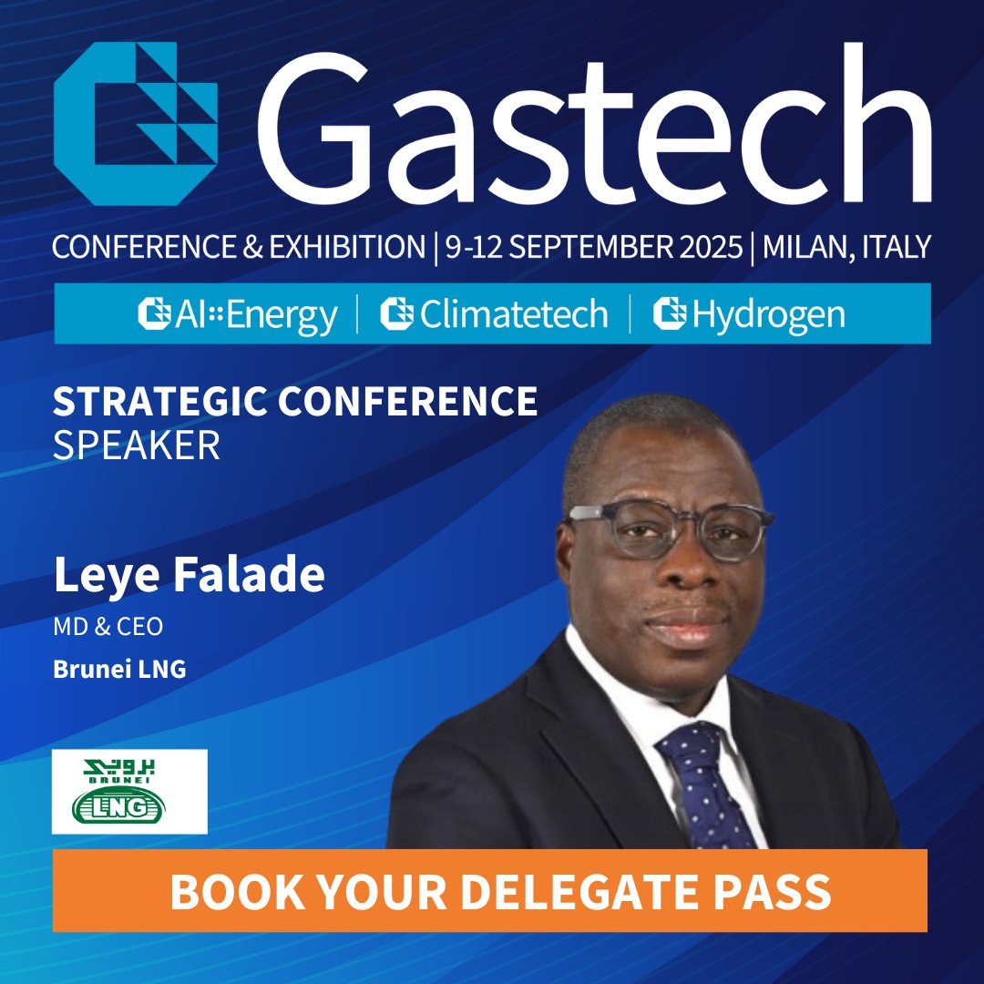 GastechEvent's tweet image. Leye Falade, MD & CEO, @BruneiLNG, will be speaking at the Gastech 2025 Strategic Conference.
The Strategic Conference will unite the world’s energy leaders, policymakers, pioneering innovators, and strategic investors, to build the alliances necessary to chart a united path…