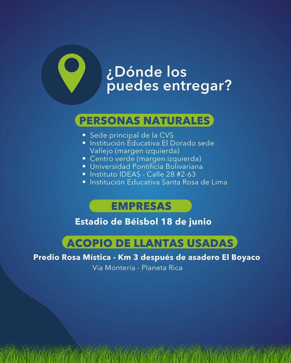 CorporacionCVS's tweet image. 🌿 ¡Únete a la jornada de recolección de residuos posconsumo 2025 y conviértete en defensor del ambiente en tu ciudad!

📅 19, 20 y 21 de agosto

📍 Desliza y conoce los múltiples puntos de recolección en Montería. 

💚 Sé parte del cambio hacia un territorio más sostenible.