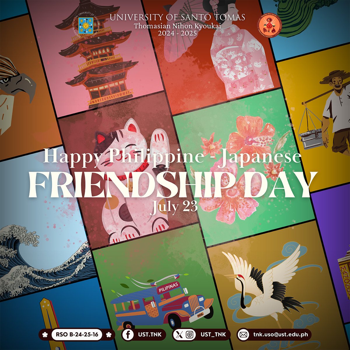 こんにちは Derurus! 👋

🎌✨ Last July 23, 2025, we commemorated the 69th Anniversary of the Friendship between the Philippines and Japan—a celebration of the enduring bond between our nations. 🎌✨

✒️: Sofia Validad | 🖌: Curt Dylan Adalem
RSO B-24-25-16
