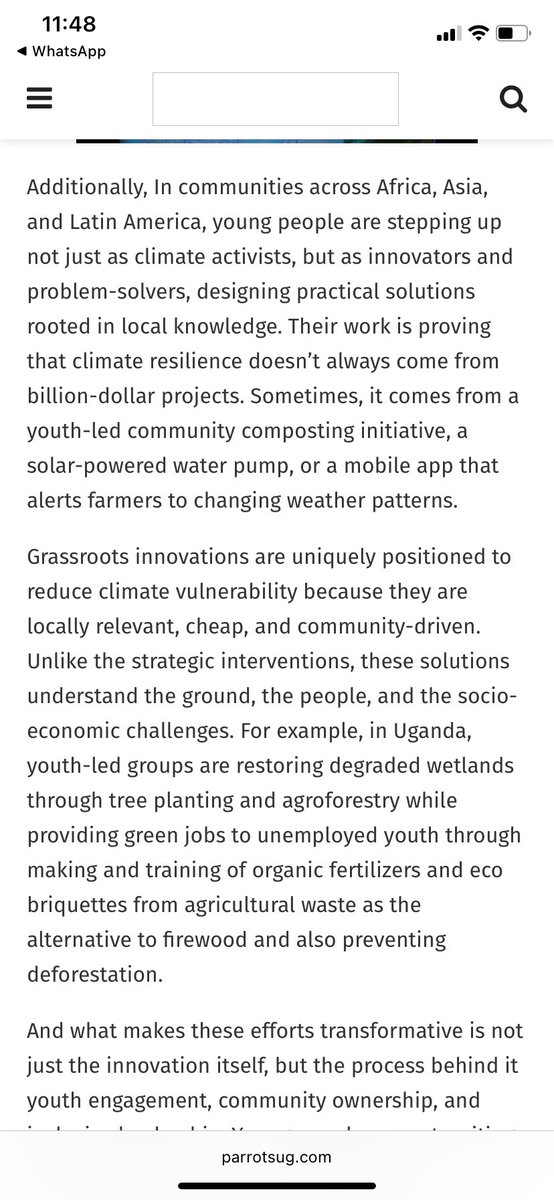 Why #Governments must invest in local youth climate led solutions . 
 For full details here is the link parrotsug.com/government-mus…
<a href="/ShallonAin2025/">Shallon Aine</a>
 <a href="/Rights4Her1/">@Rights4Her</a> <a href="/IGENEastAfrica/">IGENEastAfrica</a> <a href="/WHRDNU/">Women Human Rights Defenders Network- Uganda</a>