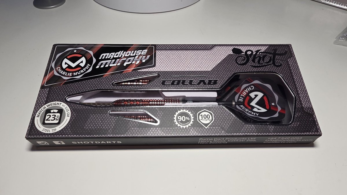 The Scottish Cowboy Darts. (@crainie_kevin) on Twitter photo NDD
Nice delivery from <a href="/thedartslounge/">The Darts Lounge Ltd</a> , 2 new sets of <a href="/Shot_Darts/">Shot Darts</a> including the colab <a href="/CharlieMurphy50/">Charlie Murphy</a> darts.
In stock for next day delivery with a massive 10% off using code COWBOY10.
Don't delay, these will sell out fast.
Reviews coming soon. NDD
Nice delivery from <a href="/thedartslounge/">The Darts Lounge Ltd</a> , 2 new sets of <a href="/Shot_Darts/">Shot Darts</a> including the colab <a href="/CharlieMurphy50/">Charlie Murphy</a> darts.
In stock for next day delivery with a massive 10% off using code COWBOY10.
Don't delay, these will sell out fast.
Reviews coming soon.