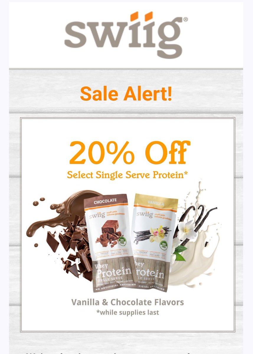 Single Serve Blow Out Sale 🎊🎉

Clearing out inventory to make room for a fresh new look and exciting new flavors! 

Save 20% on Single Serve Proteins while supplies last.

shop.swiig.com 

Code UNITE2020BODYUNIQUE 

#protein 
#singleserve
#swiig
#bodyuniquenutrition