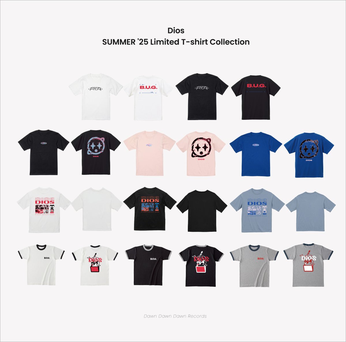 _d_i_o_s_info_'s tweet image. ((( merch )))
Dios SUMMER '25 Limited T-shirt Collection
7/26(土)正午12:00より販売スタート!!
▶︎STORE
dawndawndawn.stores.jp
ECサイト及びこれから出演予定のイベント会場にて販売予定となっております。