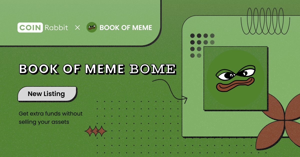 CoinRabbitLoans's tweet image. New listing update!
$BOME is now available for crypto-backed loans on CoinRabbit!
$BOME is a wild Solana memecoin experiment mixing memes, trading, and decentralized storage to make meme culture live forever on the blockchain.
And now you can borrow against your #BOME and…