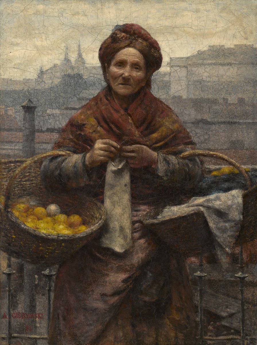 polmastersofart's tweet image. Aleksander Gierymski - Żydówka z cytrynami | Pomarańczarka* (olej na płótnie, 63,5 x 47,5 cm), 1881, Muzeum Śląskie w Katowicach. #PolishMastersofArt
______
* W czasie swojego kilkuletniego pobytu w Warszawie Aleksander Gierymski malował realistyczne dzieła, dokumentujące życie…