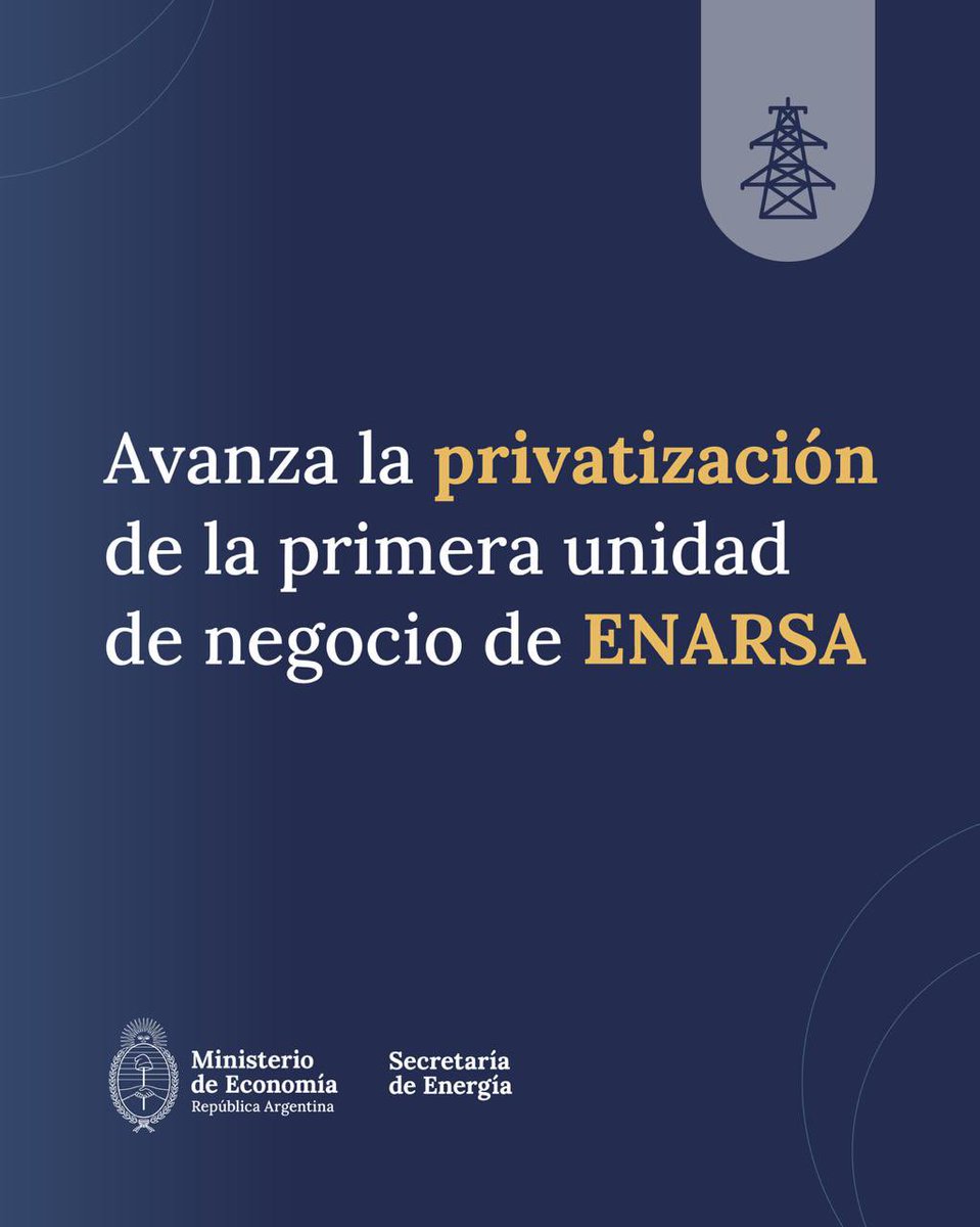 Dimos un paso más en la privatización de ENARSA con el inicio del proceso para la venta de sus acciones en Citelec, controlante de Transener.

Así, seguimos trabajando para que el Estado abandone el rol empresario y la energía vuelva a crecer con el impulso del sector privado.