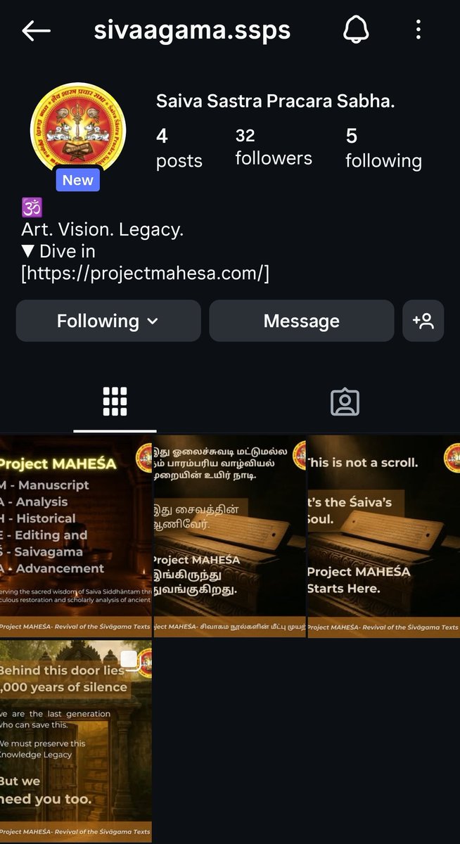 SivaagamaSSPS's tweet image. Namaskaram everyone please follow our instagram page where we will share reels about Shaiva Siddhantam, shaiva shastra prachar sabha and Project Mahesha. 
We need your support
Here is the link:
instagram.com/sivaagama.ssps…