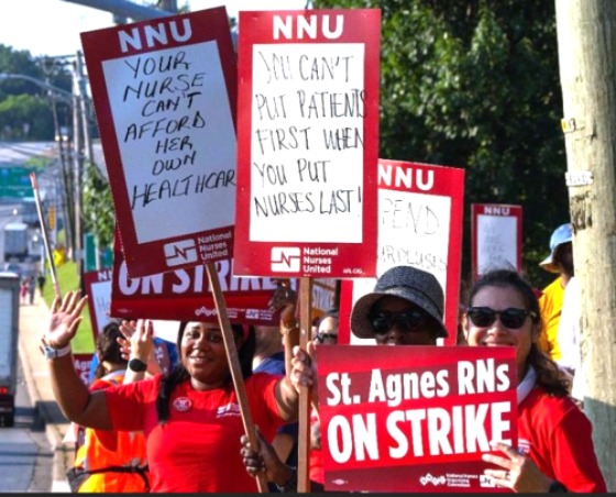 BaltimoreBrew's tweet image. Nurses return to work after 24-hr strike to raise public awareness of over-stretched patient care and poor working conditions at @SaintAgnesMD in SW Baltimore. tinyurl.com/cn7kcb3y. @NationalNurses
