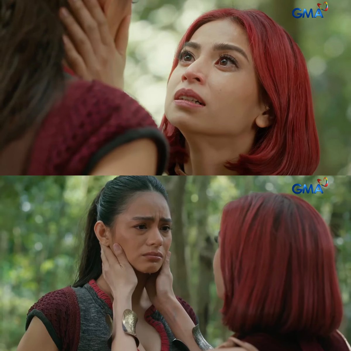 EncantadiaSAGA's tweet image. IKA’Y MATAPANG, MALAKAS, AT MAABILIDAD.
Pirena reassures Flamarra who was consumed by self-doubt with affirmations while borrowing metaphors from the element of fire.
#SanggrePagbabalikNgAlab