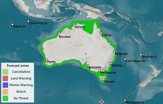 No #tsunami threat to Australia from magnitude 6.5 #earthquake near WEST OF MACQUARIE ISLAND. Latest advice at bom.gov.au/tsunami.