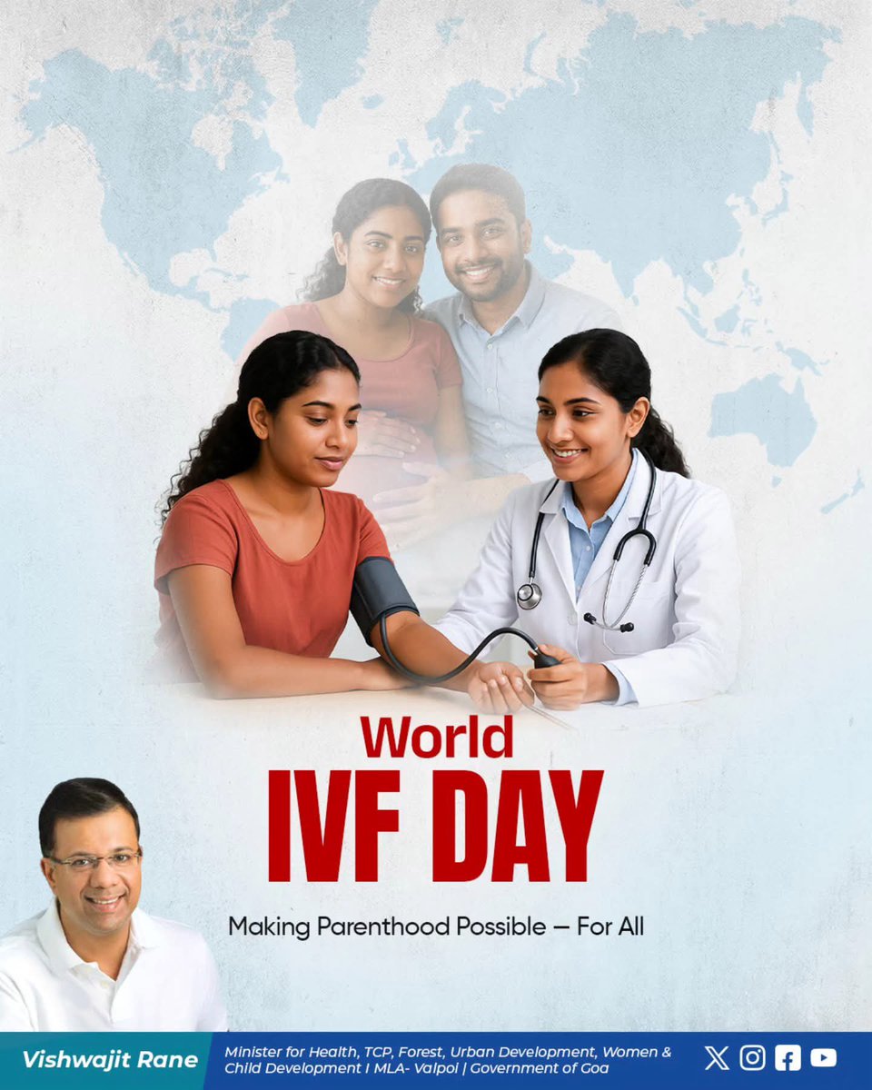 garg_trupti's tweet image. On #WorldIVFDay, we celebrate science turning dreams into reality.
Goa stands tall with free IVF treatment at GMC, ensuring no couple is denied parenthood due to cost.
Thanks to PM @narendramodi Ji & Health Minister @visrane Ji for making healthcare truly inclusive.