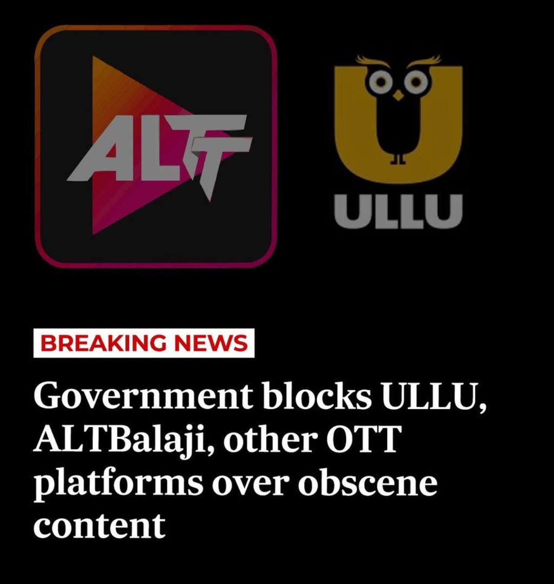 RenukaRiya276's tweet photo. The central government has banned multiple apps and websites for hosting vulgar, and adult content, including platforms allegedly promoting #softporn. Among those targeted in the crackdown are #ALTBalaji, #ULLU, #BigShots App, #Desiflix, #Boomex, #NavarasaLite, and #GulabApp, https://t.co/K2Fshntpdq