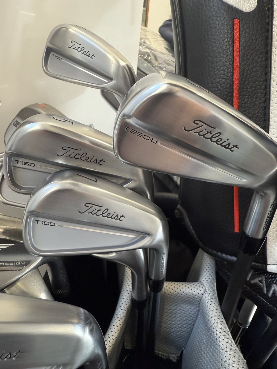 First time out today with my new <a href="/Titleist/">Titleist</a> <a href="/TitleistEurope/">Titleist Europe</a> combo set of T100, T150 &amp; T250! It’s never been easier to get fitted for a combo set to suit any golfers game. Fittings available at <a href="/exetergcc/">Exeter Golf & Country Club</a> #getfitted #combosets