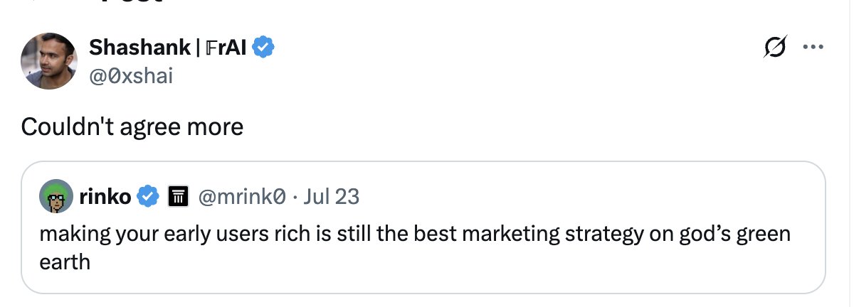 golfwang0x's tweet image. why am I bullish on @FractionAI_xyz ??
it is because the founder wants to make us very rich
if you believe your FAPs will give you your first
$10000 airdrop
drop a gFAP in the comment and I will match your energy