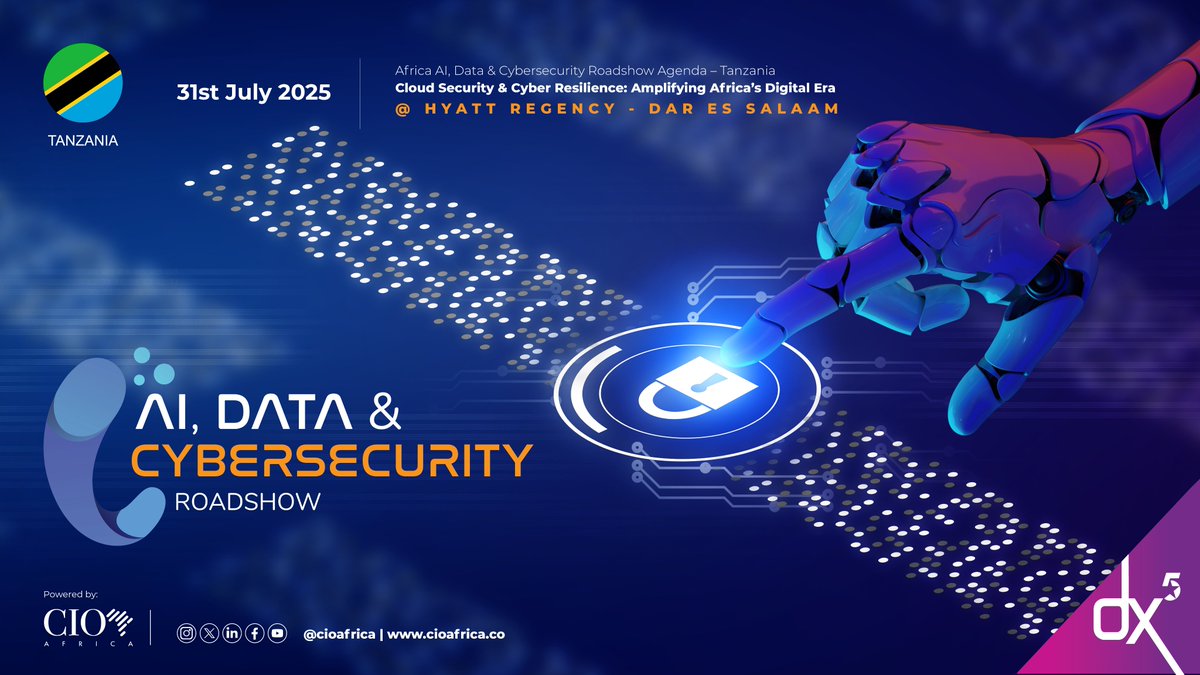 dx5ve's tweet image. Africa’s digital future is being written—and it starts in Dar es Salaam. Join us for a dynamic half-day experience as top technology leaders, innovators, and cybersecurity experts come together to explore the powerful intersection of AI, data, and security.
Expect a day of…