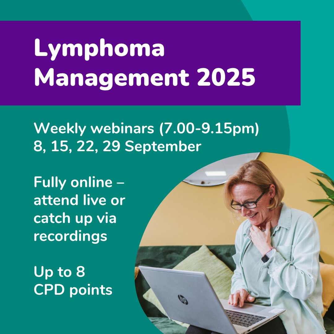 LymphomaAction's tweet image. Whether you're early on in your career or experienced in the field of #Lymphoma, staying current matters. Join the #LymphomaManagement course for four weekly sessions of expert teaching - live or recorded.
Book today 👉 lymphoma-action.org.uk/events/lymphom…
#LymSM @tobyeyre82 @graham74GC