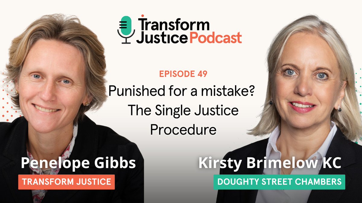 Transform Justice (@transformjust1) on Twitter photo 🚨NEW EPISODE🚨
Online guilty pleas. No open hearings. Defendants convicted without their knowledge.
The Single Justice Procedure was designed for efficiency. But what happens when speed trumps justice? <a href="/Kirsty_Brimelow/">Kirsty Brimelow KC</a> joins us to discuss
🎧Listen now: pod.fo/e/30221c 🚨NEW EPISODE🚨
Online guilty pleas. No open hearings. Defendants convicted without their knowledge.
The Single Justice Procedure was designed for efficiency. But what happens when speed trumps justice? <a href="/Kirsty_Brimelow/">Kirsty Brimelow KC</a> joins us to discuss
🎧Listen now: pod.fo/e/30221c