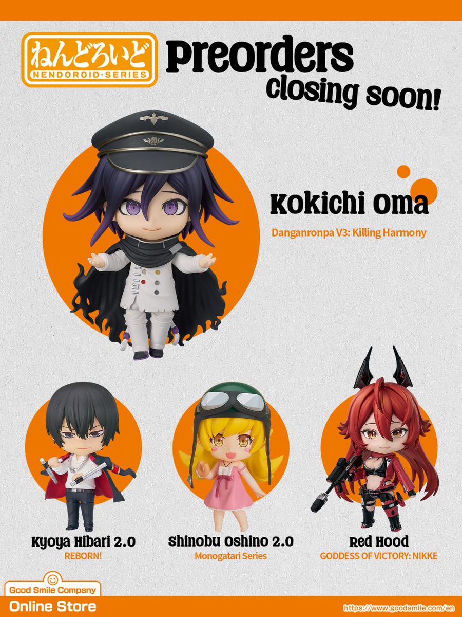 goodsmile_en's tweet image. 🗣️\ Nendoroid Preorders closing soon! /
Check the link below for a list of Nendoroid preorders closing soon! Be sure to add your favorite characters to your collection before preorders end!⏰
Shop here! ▼
goodsmile.link/cXARLq
#nendoroid #goodsmile