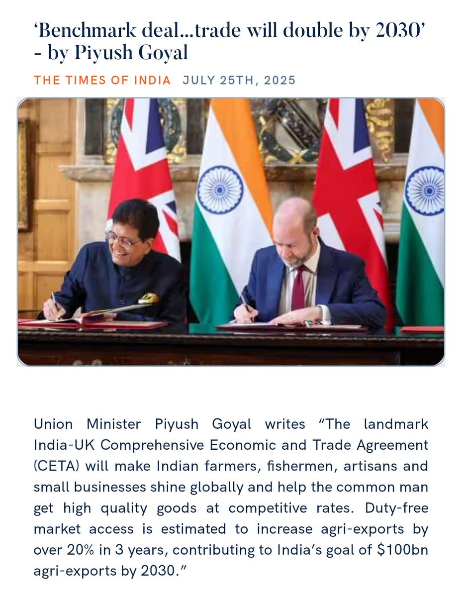 narendramodi_in (@narendramodi_in) on Twitter photo Historic CETA deal to power Indian exports โ Union Minister <a href="/PiyushGoyal/">Piyush Goyal</a> explains how
timesofindia.indiatimes.com/blogs/toi-editโฆ
via NaMo App Historic CETA deal to power Indian exports โ Union Minister <a href="/PiyushGoyal/">Piyush Goyal</a> explains how
timesofindia.indiatimes.com/blogs/toi-editโฆ
via NaMo App