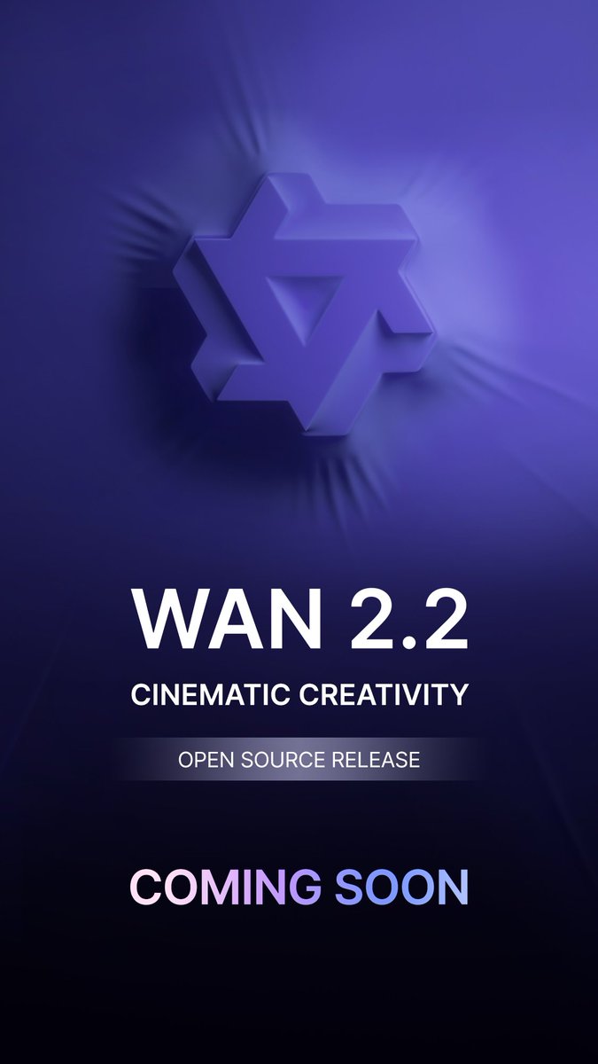 🚨Announcing the open-source release of Wan2.2. 
Stay tuned.
