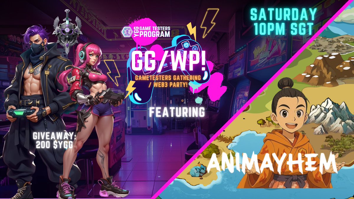 🎮 Game Testers!!!
It’s time for another GGWP | Game Night!

This week, we’re diving into an AI-powered anime roguelike: <a href="/playanimayhem/">Animayhem</a>

— Anime roguelike survival
— AI-driven companions
— On-chain item ownership
— Real-time action &amp; strategy

🗓️ WHEN: Saturday, July 26, 2025 –