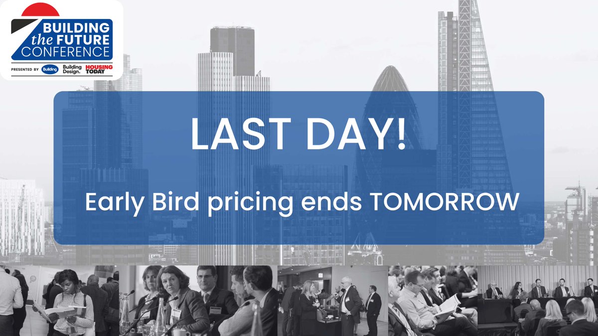 BuildingNews's tweet image. 🚨 FINAL DAY TO SAVE! 🚨
Early-bird pricing ends at midnight – prices rise after today! Don’t miss your chance to join Building the Future Conference 2025 on 2 Oct in London. Insights, content & top networking await.
Book now to save! 🔗 bit.ly/BTF2025
