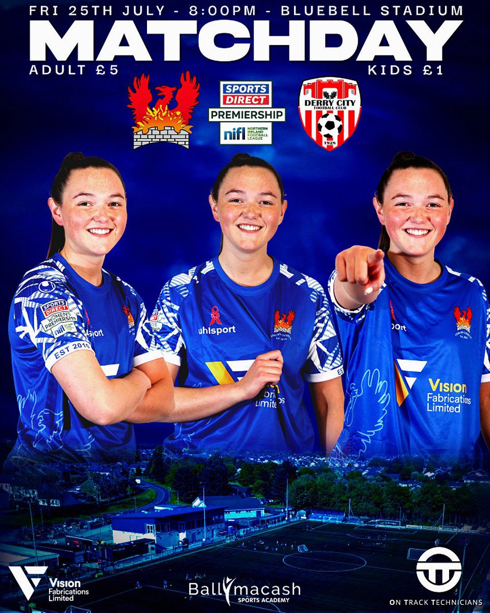 ⚽️ MATCHDAY ⚽️

Sports Direct Women’s Premiership 

@ 8.00pm KO 
Admission at Gate (cash only) 
Adults @ £5.00 
Kids @ £1.00 

All support welcome 💪⚽️💙

#girlsonlyfootballclub
#familyclub
#oneclub
#heartofthecommunity

GIRLS IN BLUE - PLAY WITH PASSION