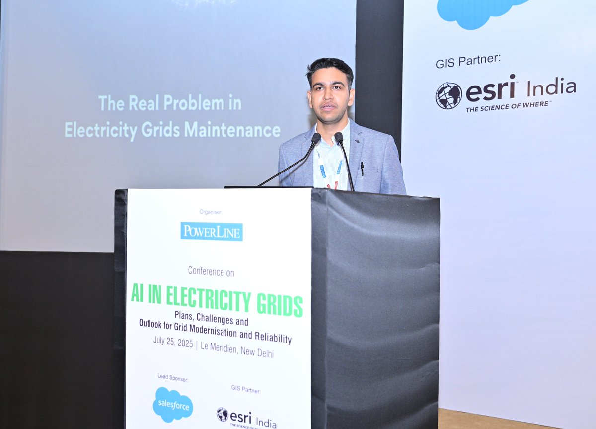 Powerline_Mag's tweet image. Kanav Kumar, Co-Founder &amp;amp; Director – Business &amp;amp; Sales, @Betterdrones1 at our conference on AI in Electricity Grids.

#AIinPower #SmartGridIndia #EnergyTransition #AIforUtilities #PowerSectorInnovation #GridModernisation #SmartMetering #TransmissionAndDistribution #RenewableEnergy