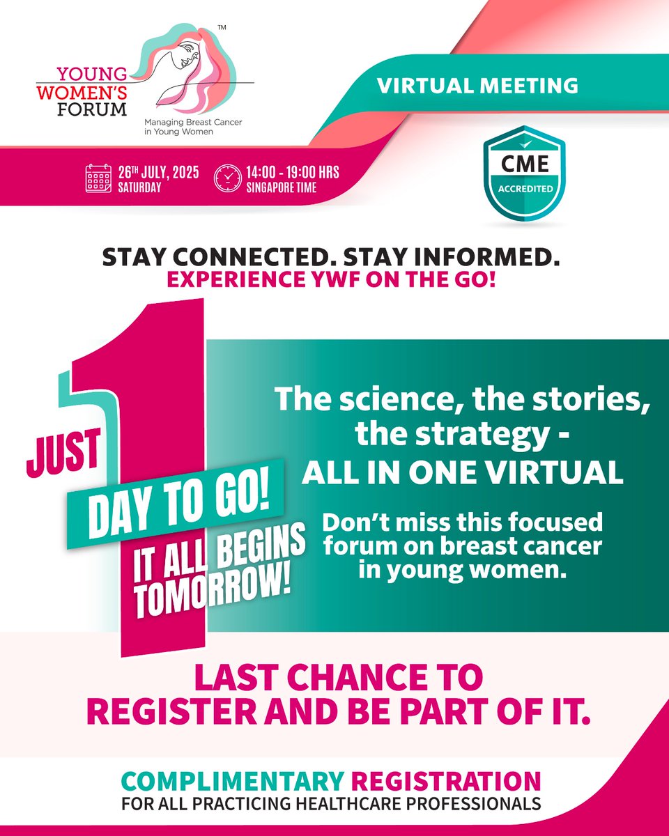 ywforum_'s tweet image. ⏳ Just 1 day to go for #YWF2025 — a scientific forum addressing cancer rehabilitation, women’s health, and evidence-based care.
🔗 Register now: ywforum.com/registration/
#WomenInMedicine #ScientificForum #YWF