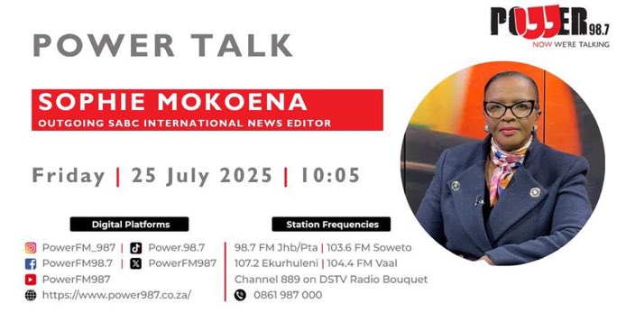siiwe_'s tweet image. She’s been in the room where history happened. 🔥💃🏽 #SophieMokoena
Now she’s in our studio.
Sophie Mokoena LIVE on #PowerTalk
🗣️ live right now | Power Talk