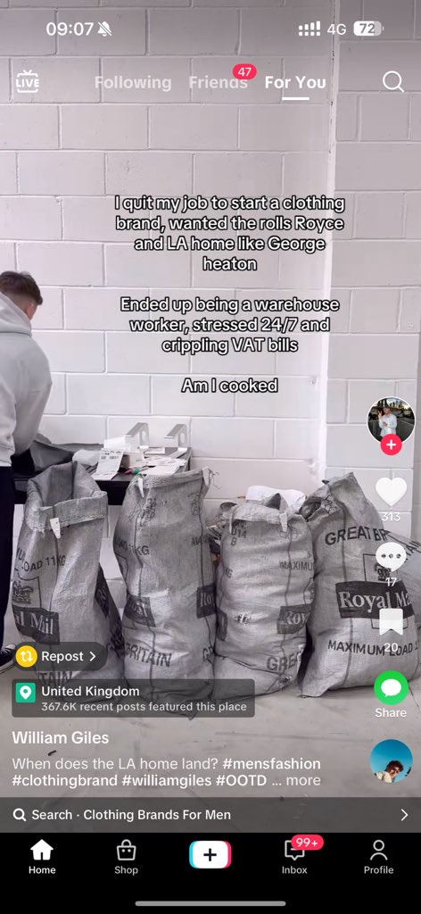 geoheaton's tweet image. Decided to go on tiktok feed for the first time today… this is what I see.
Dude does not realise I also did this for 10 years, and it fuckin sucked every day, the work comes before the belief.