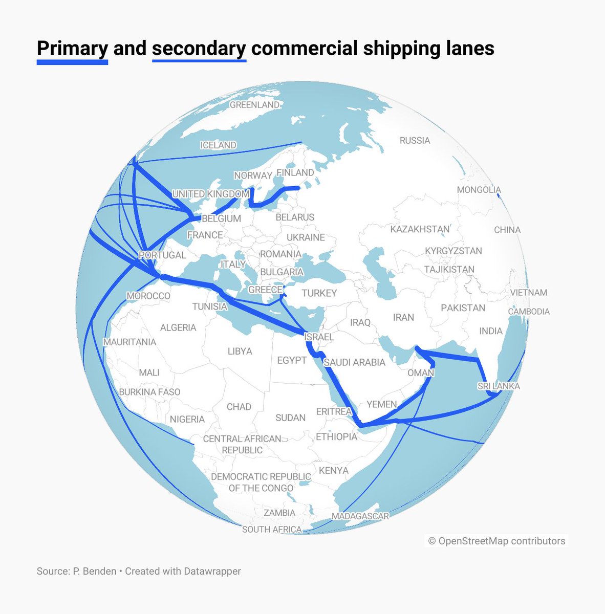 Datawrapper's tweet image. 🎉 New: If you&apos;re mapping the North Pole or a long-haul flight path, then it matters to you that the Earth is a sphere — not the flat rectangle of traditional Mercator projections 🌏

We hope our new globe projection expands your locator map horizons!
datawrapper.de/blog/new-globe…