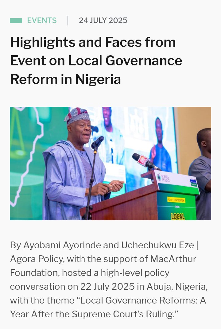 AgoraPolicy's tweet image. 🚨Here’s a textual and pictorial recap of our policy conversation earlier this week on “Local Governance Reforms: A Year After the Supreme Court’s Ruling.”
agorapolicy.org/events/past-ev…