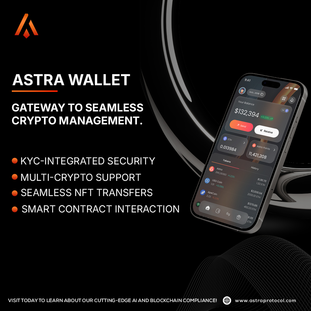 Astra_HQ's tweet image. Astra Wallet is your secure, seamless gateway to Web3!

With Astra Wallet, you can manage your crypto assets and NFTs while staying fully compliant. From KYC-integrated security to multi-crypto support, Astra Wallet makes decentralized finance simple and safe.

Join Telegram:…