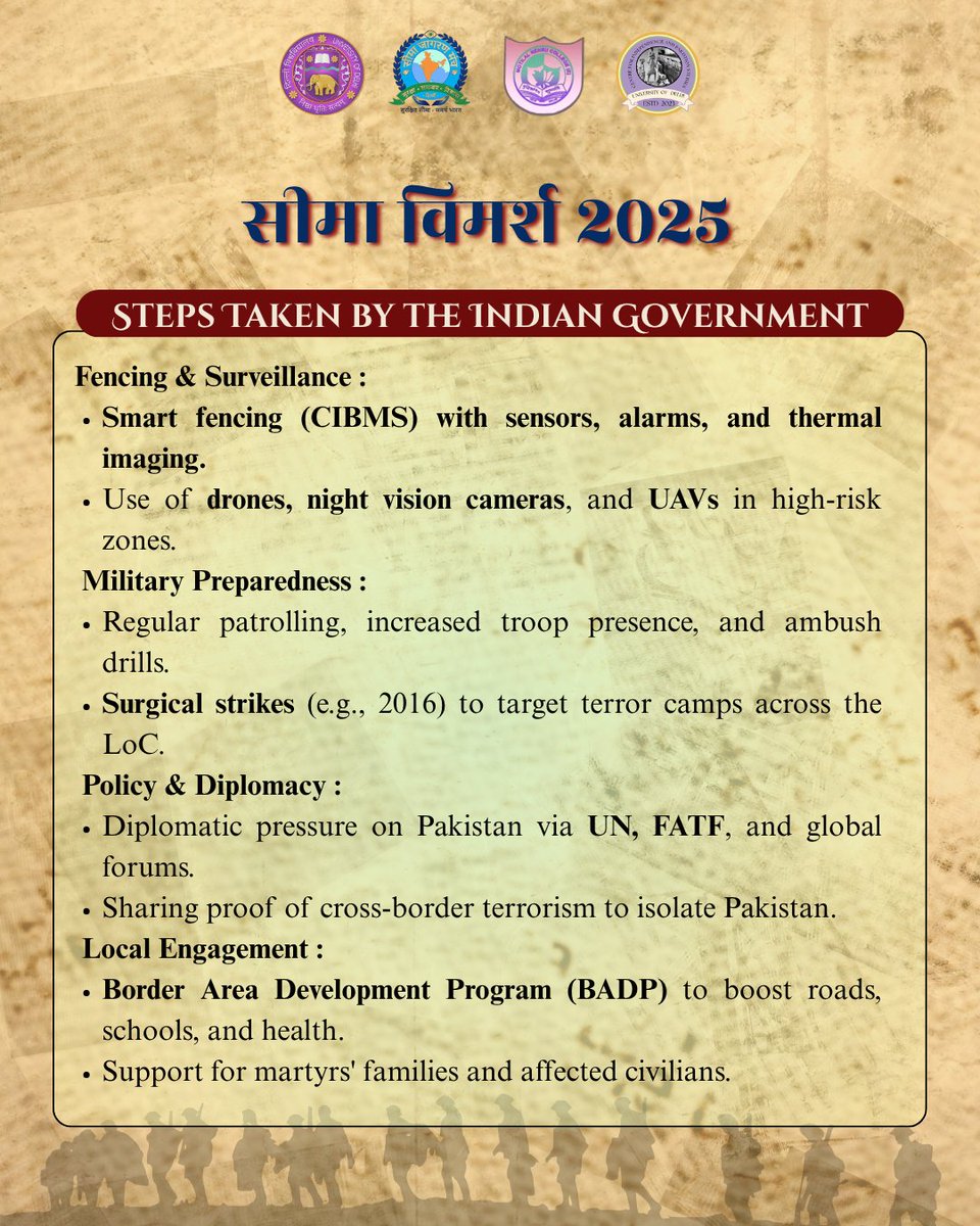 🔍 Why do infiltrations happen on the LoC?
From causes to consequences—and how India is fighting back—here's a quick look at one of our most critical border issues. 🇮🇳
#SeemaVimarsh #LoC #BorderSecurity #DefendTheNation  
#JammuAndKashmir #NationalSecurity #IndianBorders