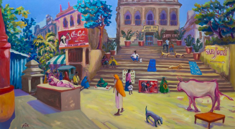 lucypratt_art's tweet photo. 'Just Passing Through, Assi Ghats, Varanassi' - Oil on Canvas - 39.5 x 71". https://t.co/8Suf0yEw02 #spiritual #serene #AssiGhat #Varanassi #India #artiststravels #painting #art https://t.co/vxEPQXa6nl