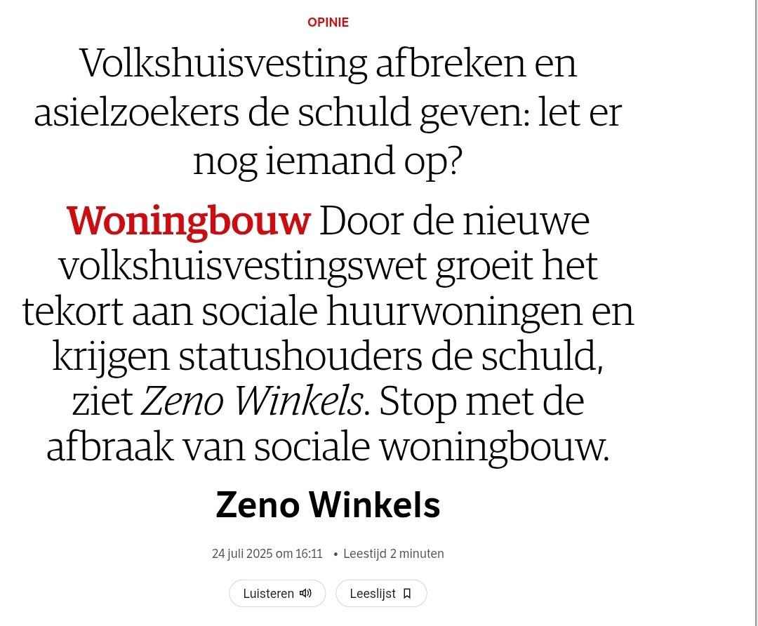 Niemand geeft asielzoekers """de schuld""" van het woningtekort. Stop nou eens met deze kinderlijke emotionele chantage stropop. Het is gewoon niet langer te verkopen dat kerngezonde jongemannen die hier via 6 veilige landen binnenkomen binnen 10 weken na status een woning