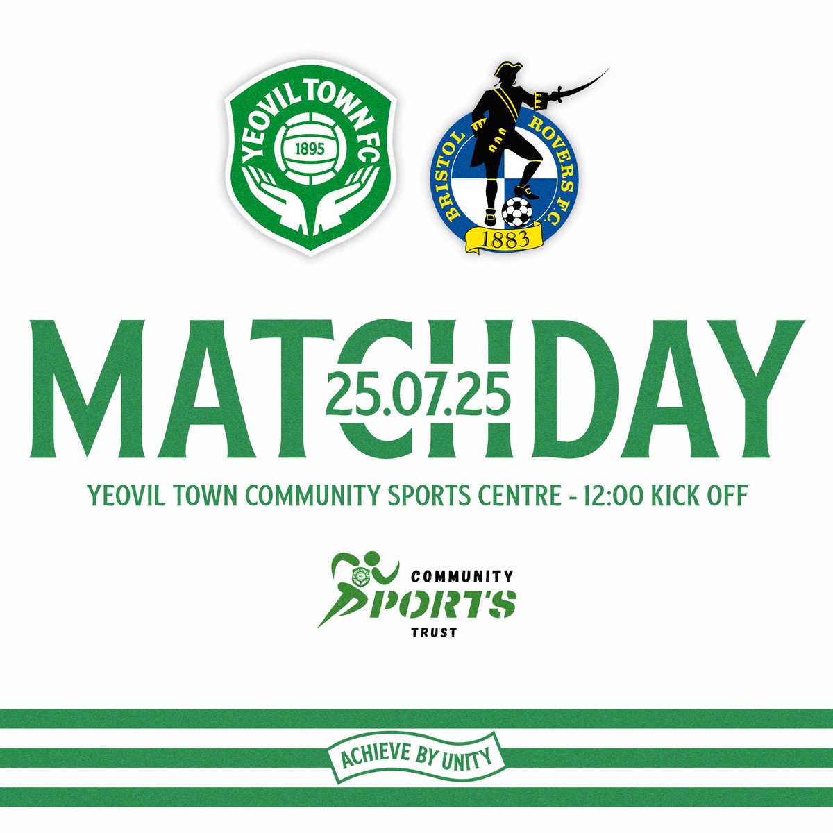 ytfcacademy's tweet image. Matchday! ⚽️
It’s our first home pre-season as we welcome Bristol Rovers to the Yeovil Town Community Sports Centre.
#YTFC 💚