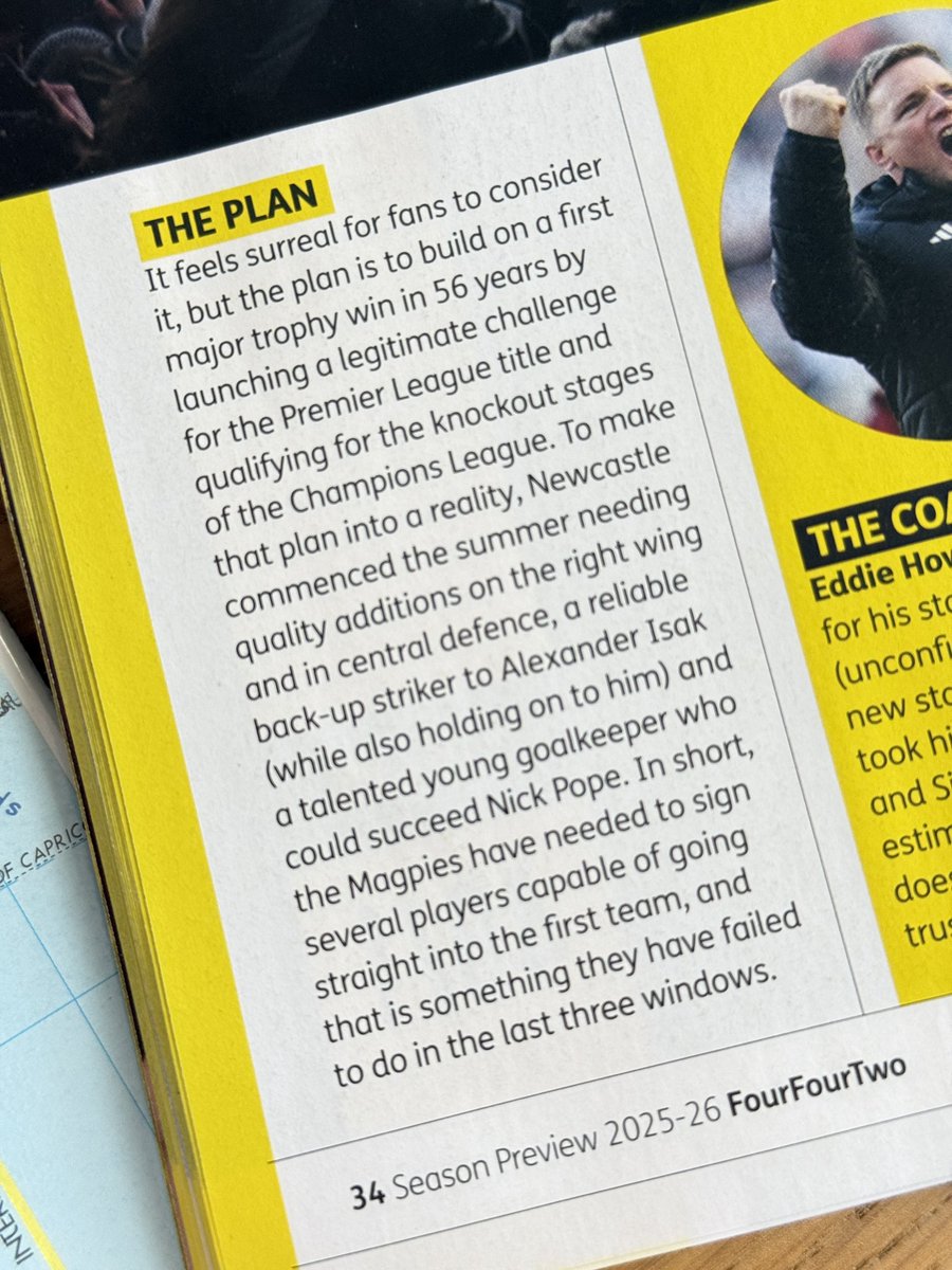 The <a href="/FourFourTwo/">FourFourTwo</a> Season Preview went on sale yesterday and ‘The Plan’ I wrote for the Newcastle spread immediately went out of the window 🫠
