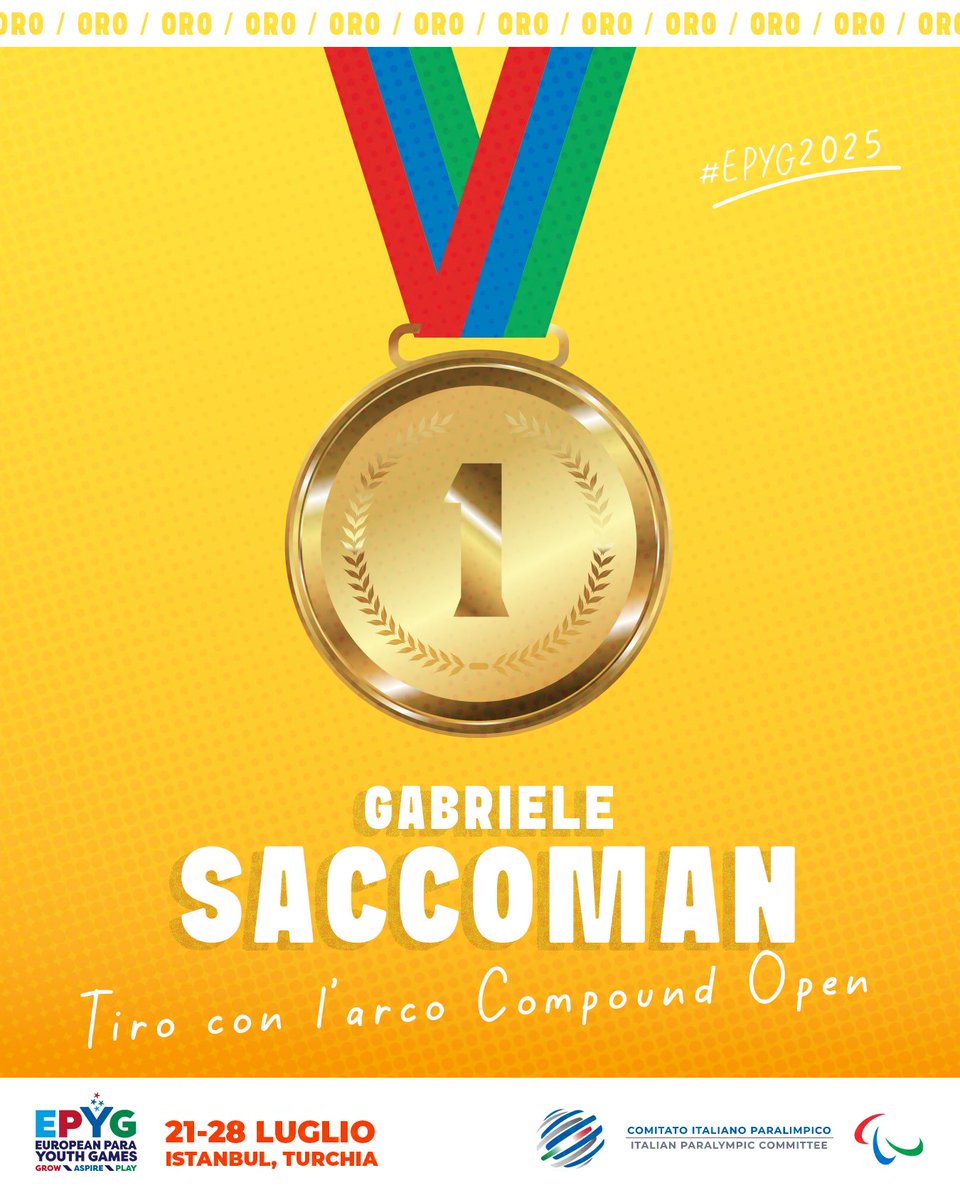 🎉 ORO SACCOMAN!

🥇 Ancora notizie d'oro dagli #EPYG25! Gabriele Saccoman conquista il gradino più alto del podio nel Compound Open.