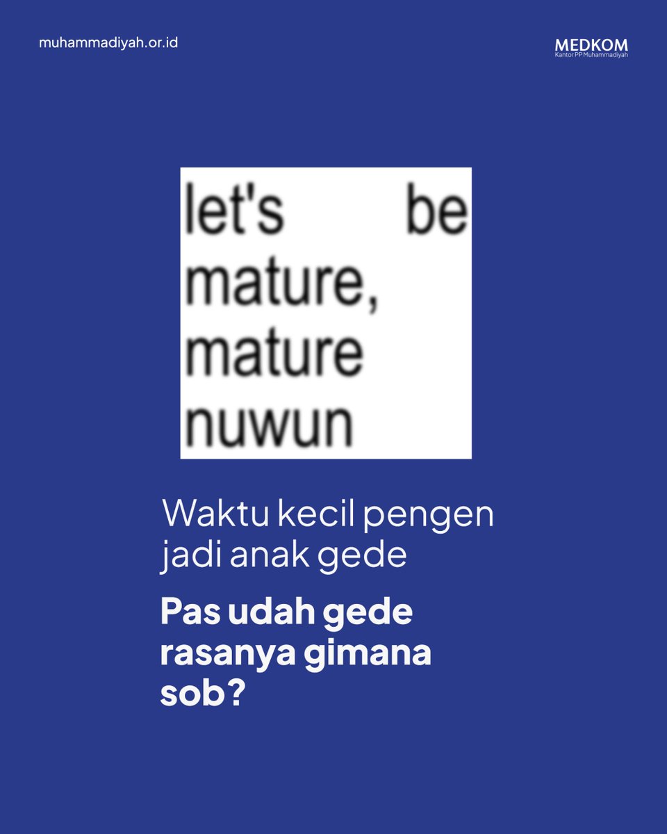 Gimana rasanya dewasa?

Apapun yang kita hadapi saat ini, yakinlah, bahwa Allah tidak akan meninggalkan hambaNya dalam kondisi suka maupun duka.

#Muhammadiyah