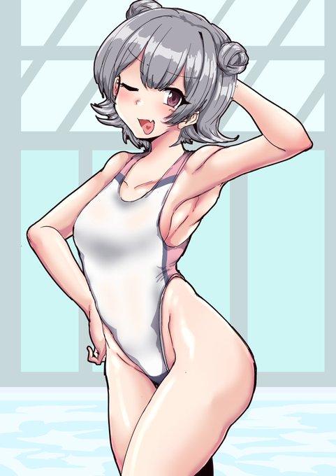 今日の日課は鋭角白競泳水着小春六花です 