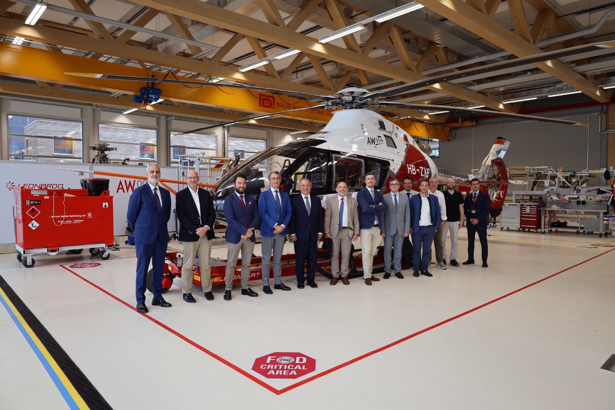 LDO_Helicopters's tweet photo. On July 23rd, the @ItalyinCH Ambassador, Gian Lorenzo Cornado, visited the Kopter facility located in Mollis, an industrial site where the development and testing activities of #Leonardo’s new-generation single-engine helicopter, the #AW09, take place. 

Welcomed by Marco Viola, CEO of the Swiss company controlled by Leonardo, the Ambassador was able to appreciate the technological, industrial, and professional capabilities of this important industrial entity. Over the past five years, since its acquisition, Leonardo’s helicopter business has been able to embark on a path of further strengthening its already solid competitiveness in the international helicopter sector.

The AW09 is the first new helicopter model in its category on the global market in over 50 years, characterised by, among other things, high digitalisation and strong attention to #sustainability, with more than 130 preliminary contracts already secured in the international market.

The Ambassador witnessed once more the value of industrial synergies between Italy and Switzerland through Leonardo’s activities in a key industrial sector such as helicopters, which promote, among other things, mobility, social utility tasks such as rescue and firefighting, aerial work, and security.