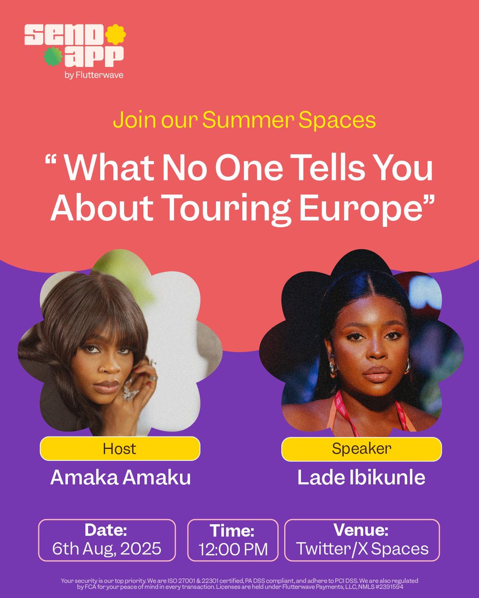 SendAppbyFLW's tweet image. Come and join the conversation with seasoned travel content creators and influencers @The_amakaaa and @LadeIbikunle as they talk us through Touring Europe for this summer ⛱️☀️
You will learn the good, the bad and how to navigate it all.
Clear your calendars for August 6th by…