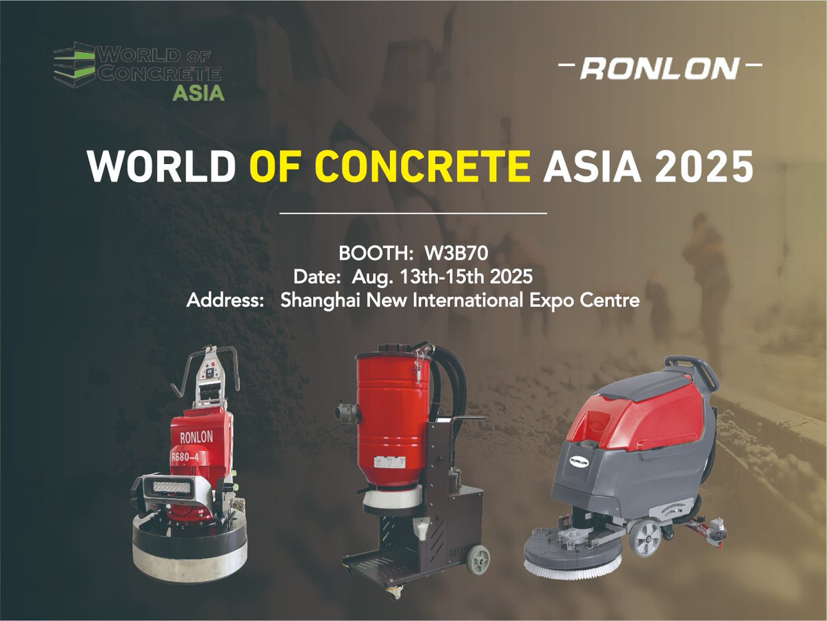 RONLONSCRUBBER's tweet image. Ronlon will participate in the World of Concrete Asia at Shanghai SNIEC.🥳📷
Aug. 13-15. Booth No.: W3B70 
Ronlon will display 3 series of machines. 
Experts from all over the world are welcome to visit our booth!!!#woc #worldofconcrete #concretegrinder #industrialvacuumcleaner