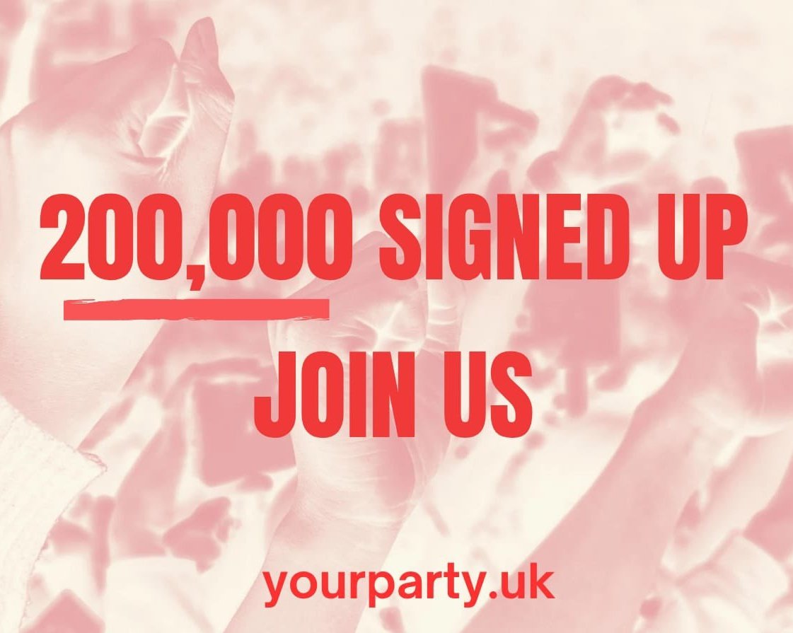 SiddiqiSyed's tweet image. It took Reform eight years of hate speeches to reach a party membership of 229,000.
It took @jeremycorbyn and @zarahsultana less than 24 hours to sign up over 200,000 members.
Also, a side note for Reform: it is no longer the fastest-growing party in Britain!