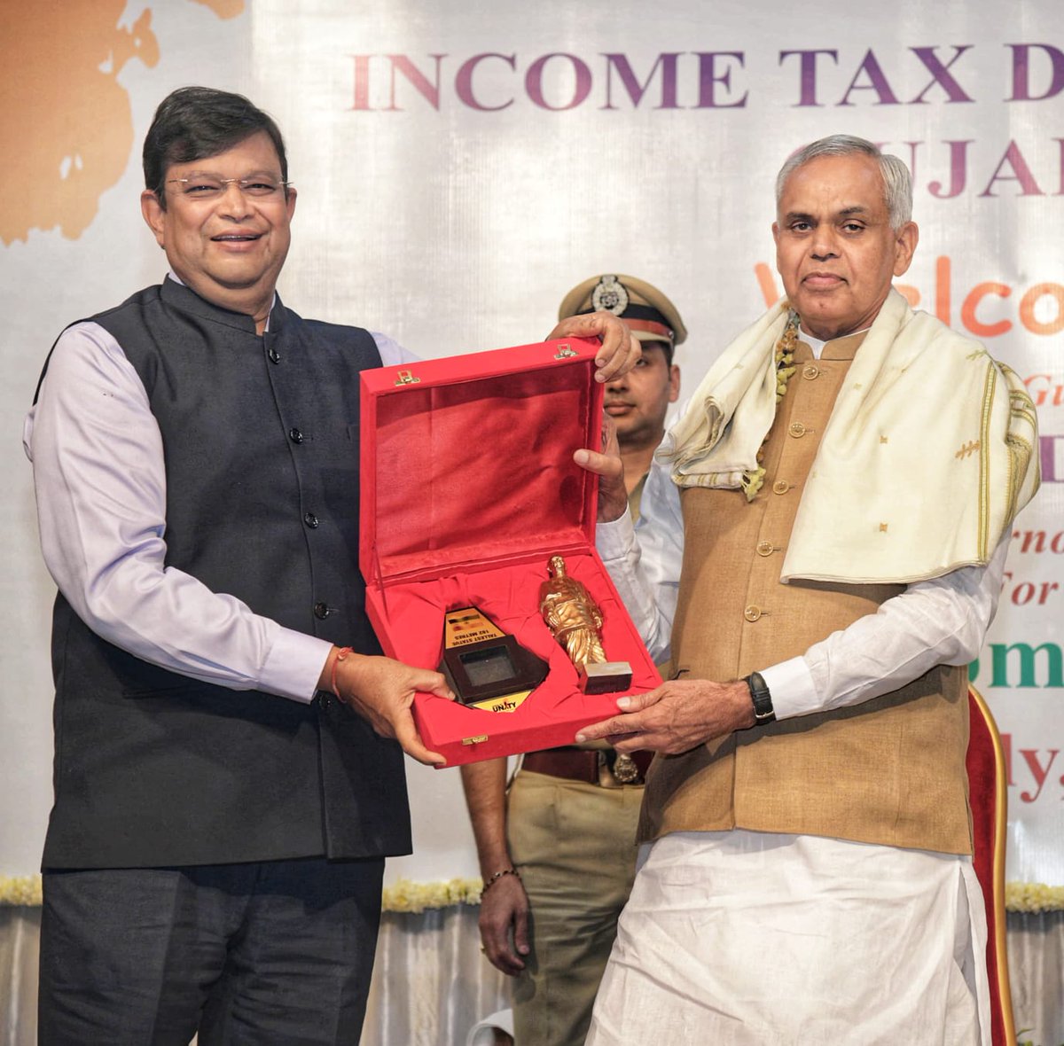 IncomeTaxGuj's tweet photo. The 166th Income Tax Day was celebrated on 24th July 2025 with great enthusiasm and pride in Ahmedabad, Gujarat. The event was graced by Shri Acharya Devvrat, Hon'ble Governor of Gujarat as the Chief Guest. The event saw enthusiastic participation from over 700 attendees including officers/officials from the Income tax Department, dignitaries, media persons and office bearers from different professional bodies.

The Hon'ble Governor of Gujarat addressed the gathering and applauded the efforts of the Income Tax Department and the trust reposed by the taxpayers. He further emphasised that the basic foundation of the progress of any nation or society is the ‘Arth' i.e. money and the contribution of the Income Tax Department in this direction is extremely important.@ADevvrat @PIB_India @IncomeTaxIndia @nsitharamanoffc @FinMinIndia @officeofPCM @PIBAhmedabad